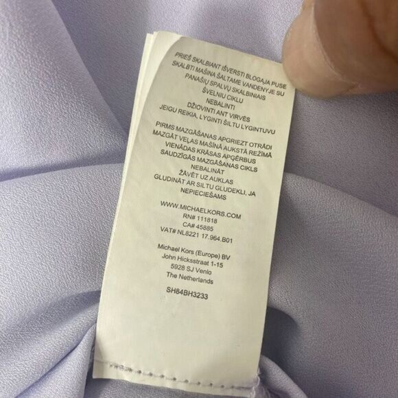 Michael Kors Half Zip Women's Lavender Roll sleeve Blouse Pockets Size L Used - Picture 10 of 16